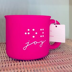 Hot pink Joy braille sign language asl coffee cup mug